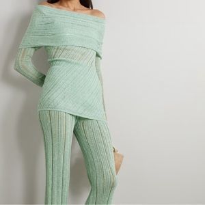 Cult Gaia Mint Green Off-Shoulder Jumpsuit